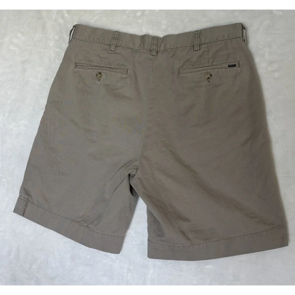 Polo Ralph Lauren Chino Shorts Men 34 Pleated Classic Fit Tan Khaki Grandpa Core